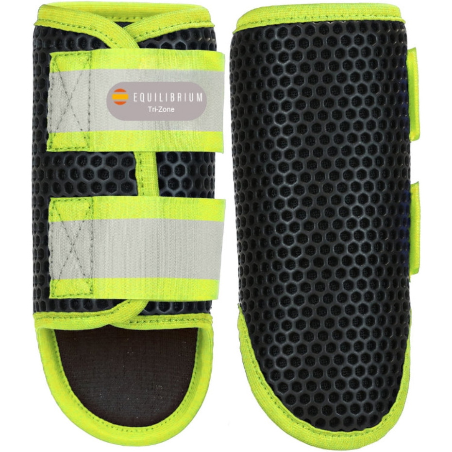 2025 Equilibrium Tri-zone Brushing Boots EQB162 - Black / Fluorescent Yellow